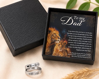 Regalo para papá con temática de leones, regalo del Día del Padre para papá, anillo "Siempre contigo", regalo significativo para papá, regalo de hija o hijo, joyería para papá