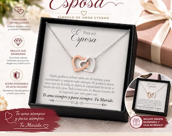 Collar Para Mi Esposa, Collar para mi esposa, Joyería de corazones entrelazados, Regalo de aniversario español para esposa