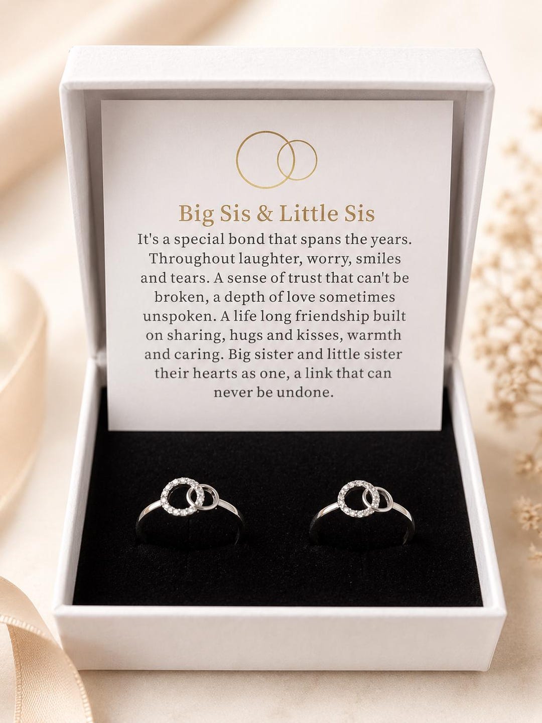 Sibling Rings Big Sis Little Sis Ring Set, Sister Gift Jewelry, Adjustable Matching ...