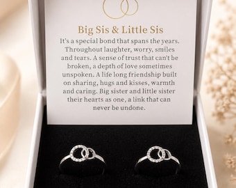 Conjunto de anillos para hermana mayor y hermana menor, joyería de regalo para hermanas, anillos ajustables a juego, regalo para mejores amigas y hermanas, regalo de cumpleaños y Navidad.