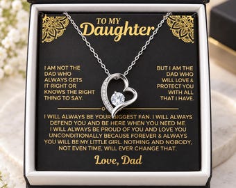 To My Daughter Necklace from Dad, Heart Pendant Gift Box, Daughter Birthday Gift, Christmas Gift for Daughter