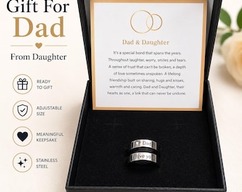 Regalo para papá de parte de su hija, Regalo del Día del Padre para papá, Anillo de papá e hija, Anillo "Papá, te amo", Regalo de cumpleaños para papá, Anillo ajustable