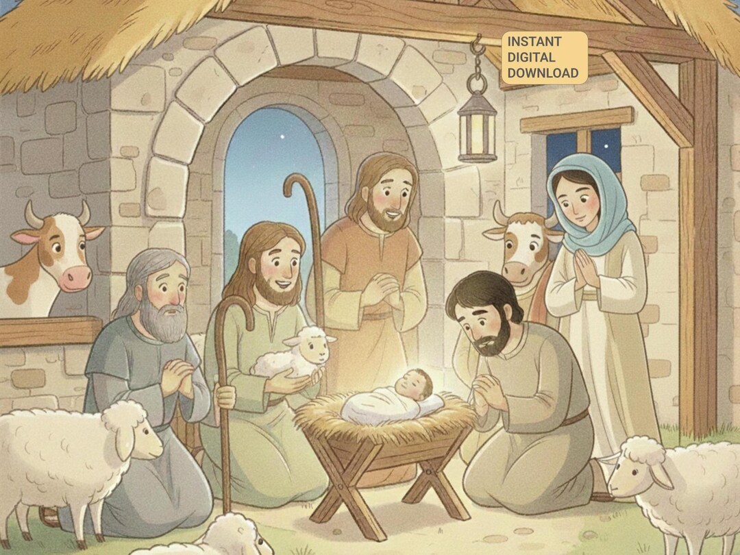 The Shepherds Visit Jesus | Kids Christmas Story, Coloring Pages ...