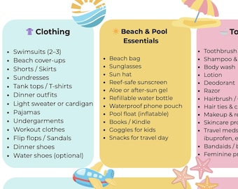The ULTIMATE Resort Packing List | Printable - Etsy Israel
