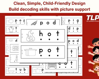 Short Vowel CVC Word Cards | 72 Printable Phonics Flashcards | Tap-Blend-Read Practice | Kindergarten Reading | PDF