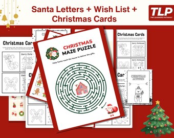 Christmas Activity Pack – 70 Pages | Coloring, Mazes, Word Search | Holiday Printables for Kids