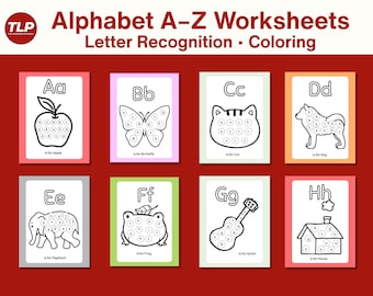 Alphabet Letter Recognition Worksheets | A–Z Coloring & Dot Pages for Preschool (PDF)