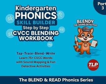 CVCC Blends Phonics Workbook | Tap-Blend-Write, Ages 4-7(PDF)