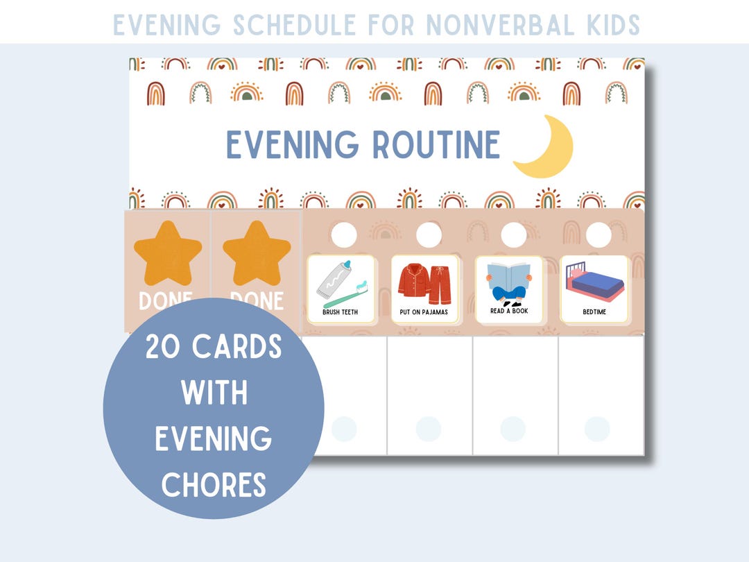 Toddler Evening Routine Visuals – 20 Picture Cards, Preschool Printable ...