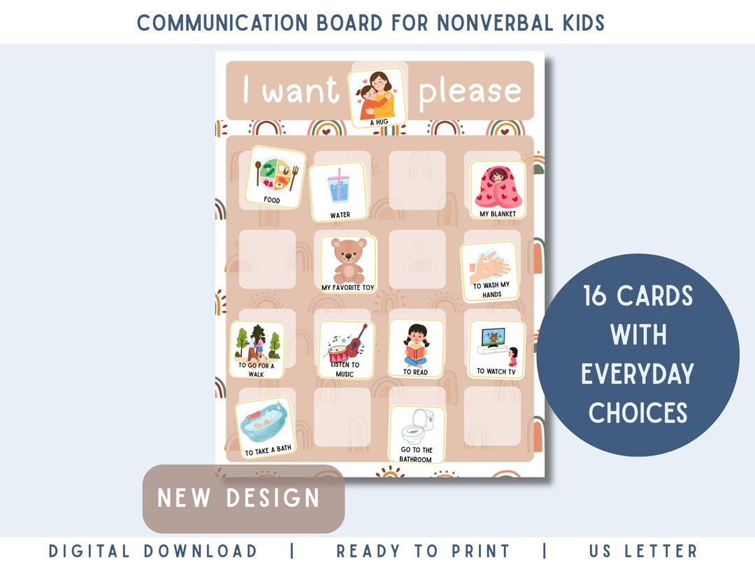 Visual Communication Board for Nonverbal Kids – 16 PECS Cards PDF - Etsy