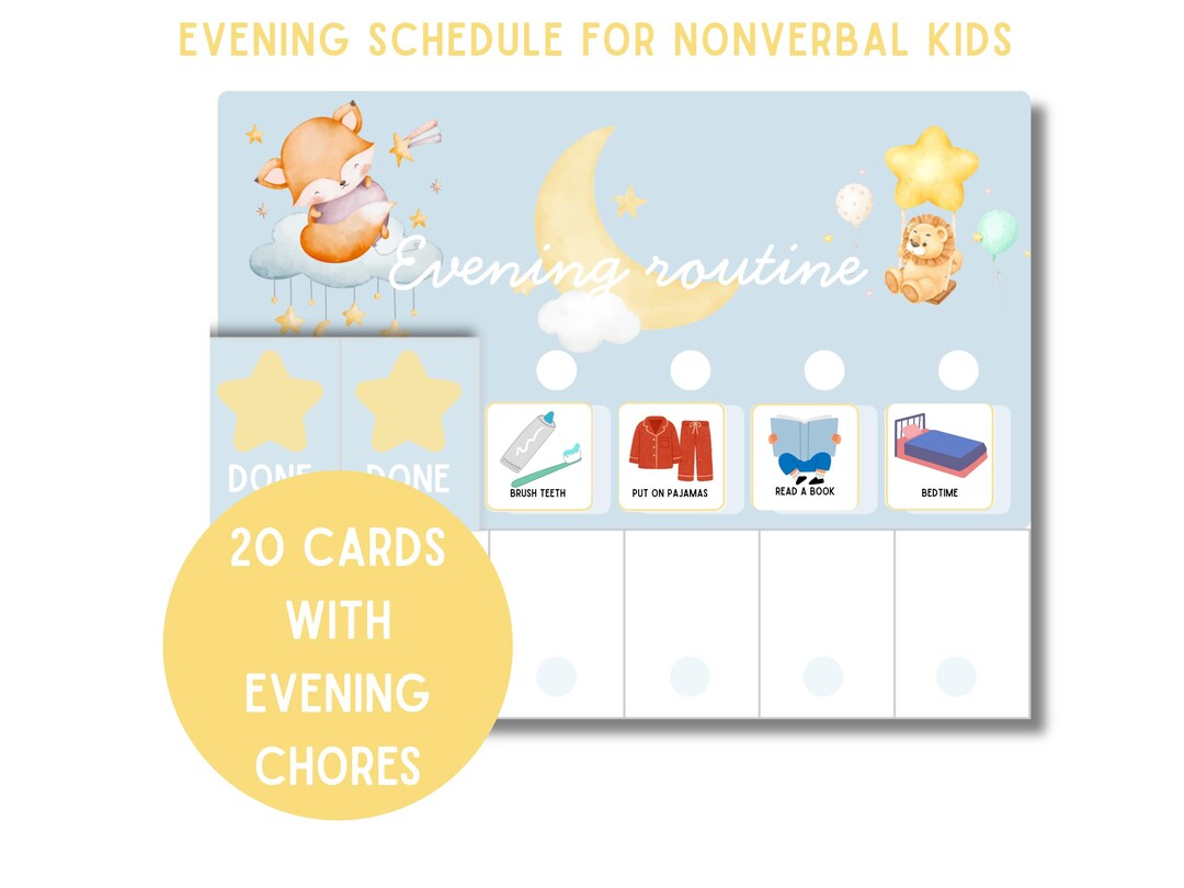 Visuals For Evening Routine Toddler Evening Routine Visuals – 20 Picture Cards, Preschool Printable ...