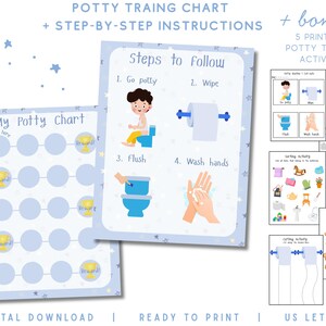 Potty Training Chart for Boys | Reward Tracker, Step-by-Step Instructions (Digital Download)