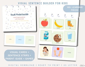 Toddler Sentence Builder Cards | Speech Therapy Visual Phrases (Digital Download)