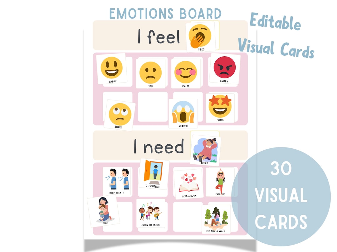 Emotions Board for Kids – Visual Feelings and Emotional Regulation Tool ...