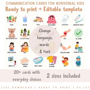 Cartões de Comunicação para Crianças Pequenas, Atraso na Fala, Autismo, Cartões de Necessidades Básicas (Download Digital)