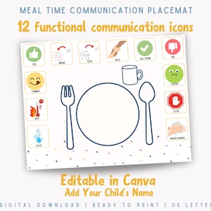 Autism Mealtime Communication Placemat | Visual AAC Board for Kids (Digital Download)
