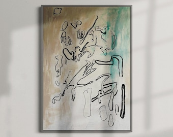 120 cm x 160 cm Oryginalny obraz akrylowy XXL Duży obraz na płótnie Malowany ręcznie w dużym formacie - 10 - Rysunki bez tytułu