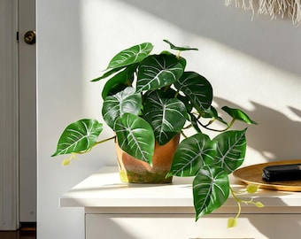 2 Pack Realistic Faux Pothos Plants, Small Artificial Indoor Plants, Desk Shelf Decor
