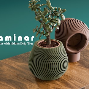 Spiral Wall Planter 3D Printed, Modern Plant Pot with Drainage, Minimalist Indoor Planter, Custom Size XS–XL, 30 Colors Available