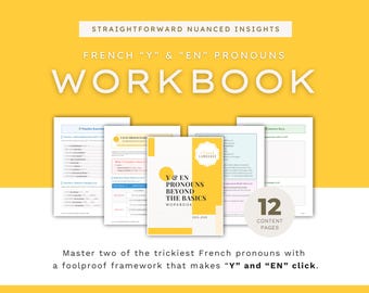 Cuaderno de ejercicios de pronombres franceses Y y EN / Más allá de las reglas básicas / Ejercicios de gramática avanzada de B2 a C2 con claves de respuestas