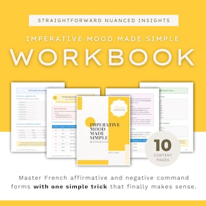 French Imperative Mood Workbook | Command Forms TU NOUS VOUS | B2-C2 Advanced Grammar Practice Exercises with Answer Keys