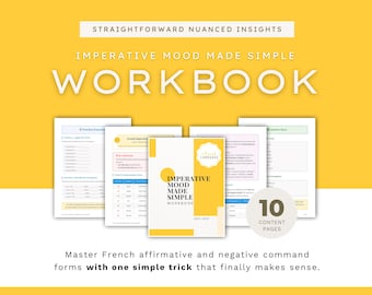 Cuaderno de ejercicios de modo imperativo en francés / Formas de mandato TU NOUS VOUS / Ejercicios de práctica de gramática avanzada B2-C2 con claves de respuestas