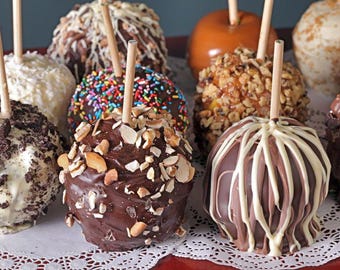 Manzanas acarameladas gourmet • Dulces artesanales frescos bañados en chocolate