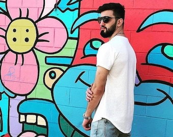 Mens Hemp T-Shirt, Organic Cotton Blend, Raw Edge Pocket