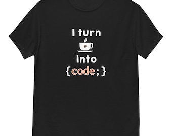 コーヒーをコードギークのユニセックスTシャツに変えます。プログラマーとDevOpsへのギフト