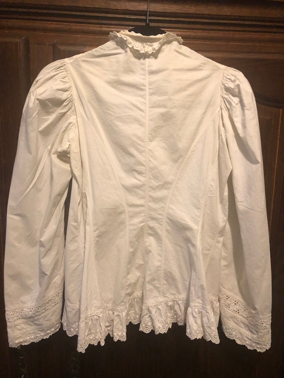 ANTIQUE EDWARDIAN Fitted White Cotton BLOUSE with… - image 2