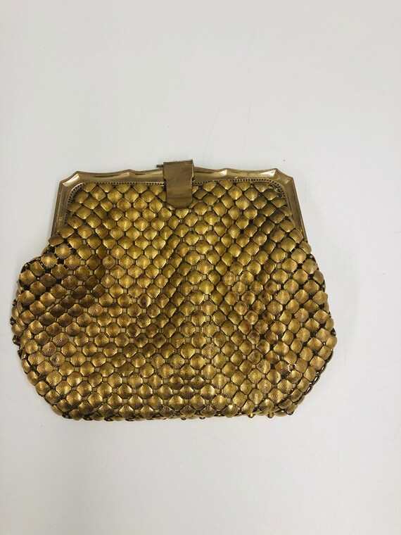 VINTAGE 1930s Gold Square Beaded Clutch EVENING B