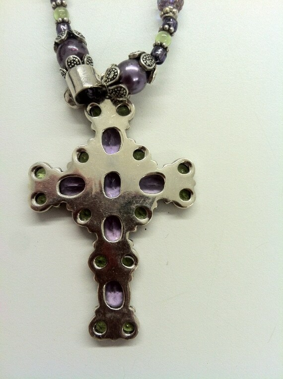 OOAK 1990s SILVER  peridot and Amethyst Renaissan… - image 2