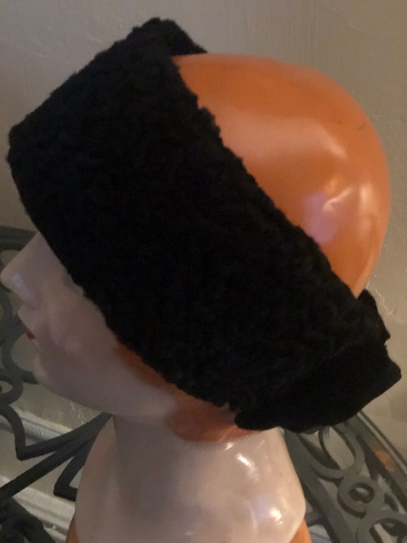 Faux Black  PERSIAN LAMB and Velvet HEADBAND - image 2