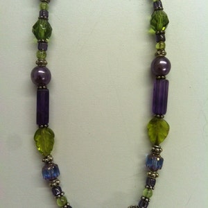 OOAK 1990s SILVER peridot and Amethyst Renaissance CROSS Beaded Necklace image 4