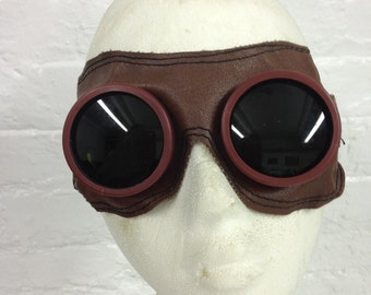 Halcyon Mark 49 Classic Goggles, Tan Leather Facemask, Hand