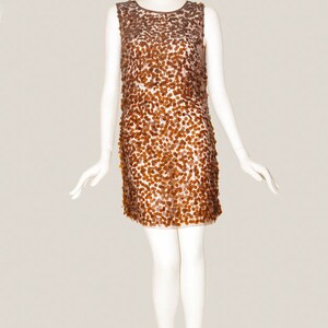 Unique VINTAGE Bronze Paillete 60s type COCKTAIL MINIDRESS