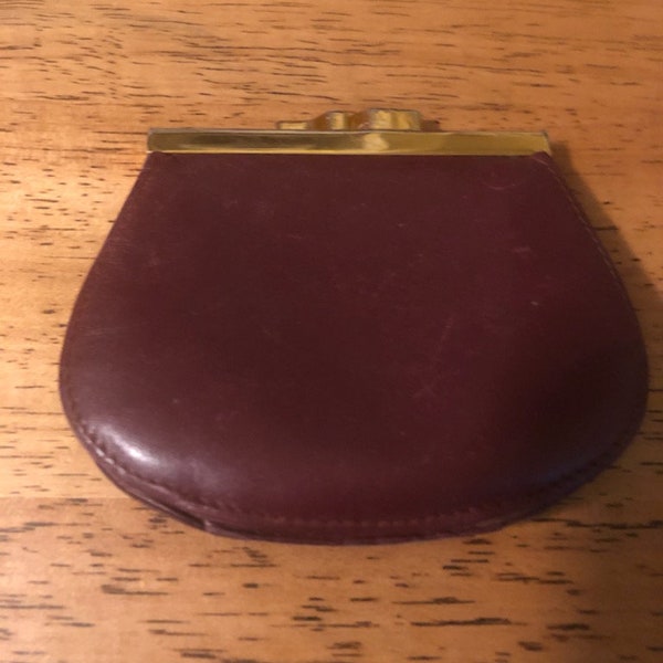 1980s CARTIER COIN PURSE in Bordeaux calfs leather with brass closures