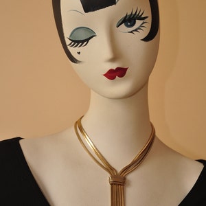 Vintage MONET COSTUME Adjustable 1950s Multi Strand Gold Fringe necklace