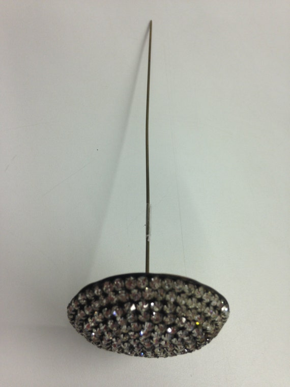 RARE RHINESTONE 1930's Dome Large  HAT Pin with l… - image 1