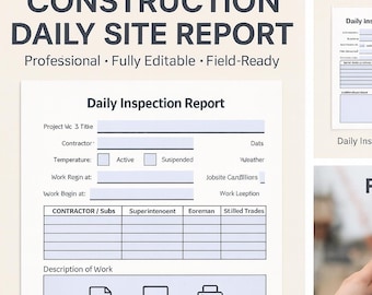 Construction Daily Site Report Template (Fillable PDF | Daily Log + Pay Items + Photos + Attachments)