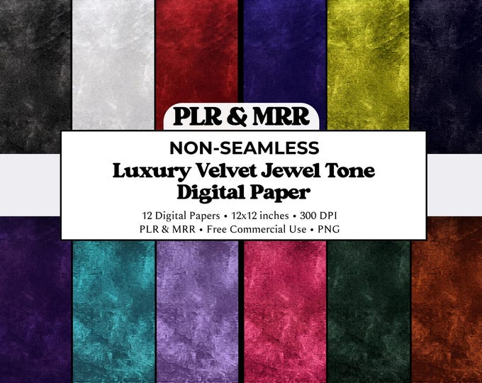 Jewel Toned Velvet Background Digital Paper | Luxurious Textures for Scrapbooking | DIY Crafts, Invitations, Journals | Commercial Use PLR