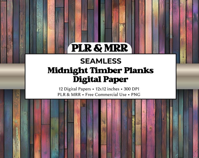 Dark Rainbow Wood Seamless Pattern | Moody Reclaimed Plank Texture | Boho Digital Paper | Commercial Use PLR MRR