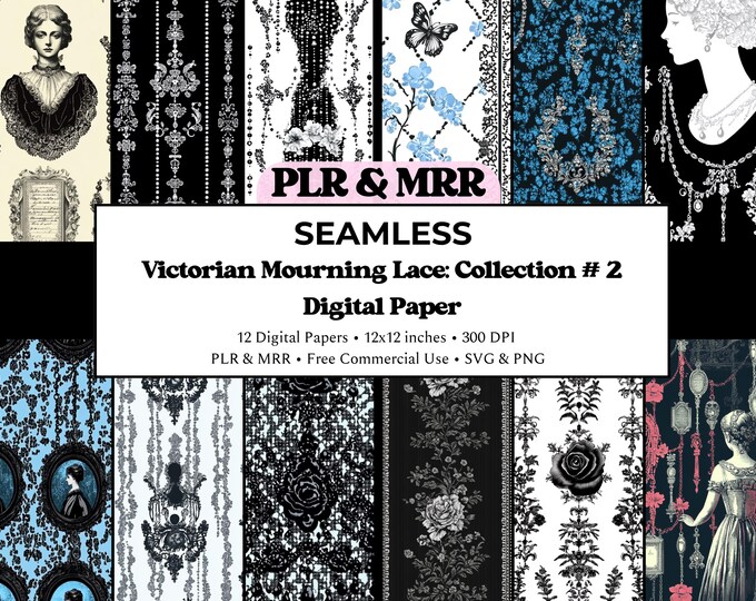 Victorian Mourning Lace Seamless Pattern: Gothic Digital Paper (Digital Download)
