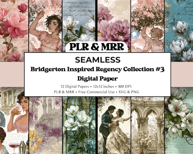 Romantic Regency Seamless Patterns | Digital Scrapbook Paper (Digital Download) | Free Commercial Use PLR MRR (Digital Download)