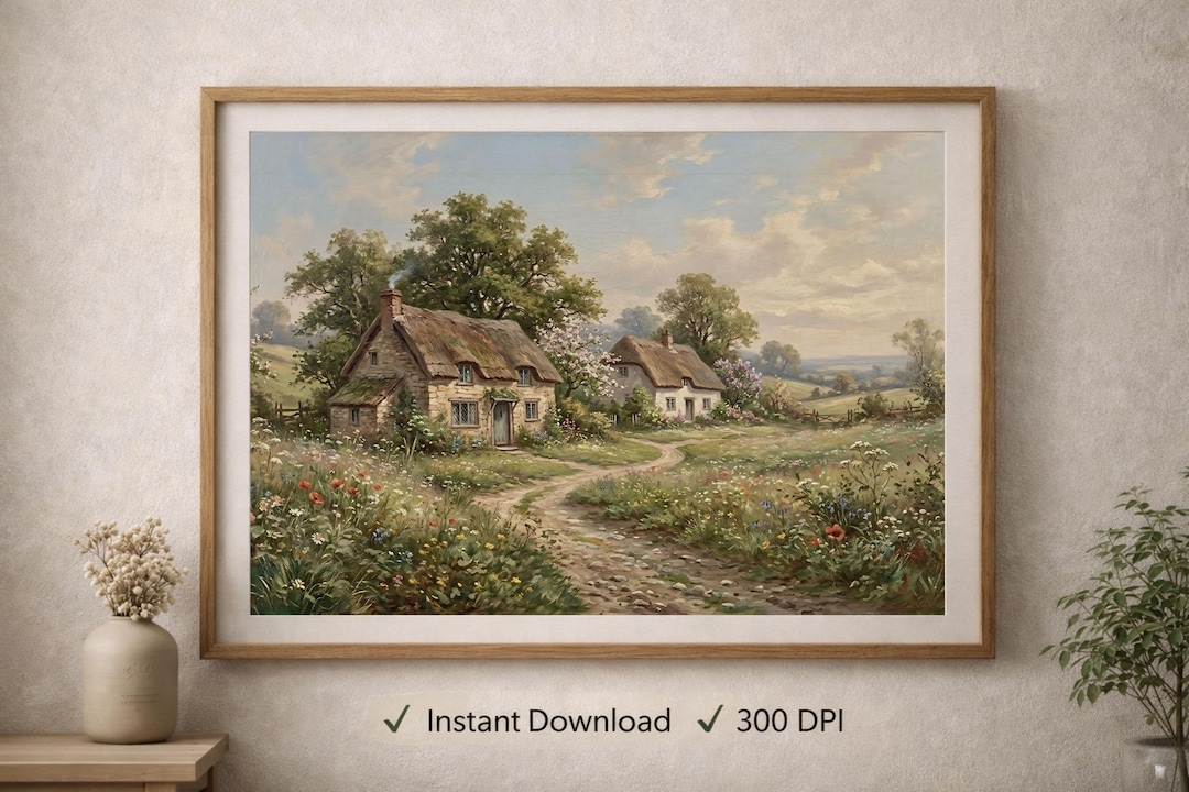 English Cottage Art Vintage Countryside Wall Art Rustic Cottagecore ...