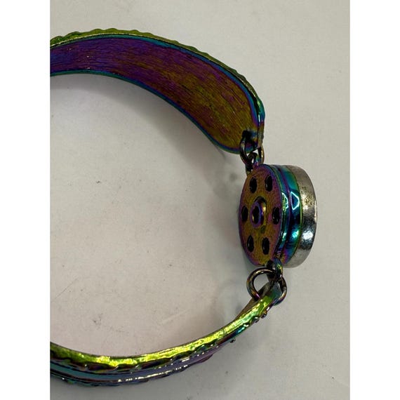 Iridescent Multicolor Statement Bracelet with Fac… - image 7