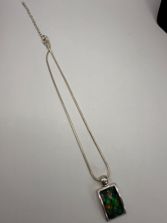 Kenneth Cole Silver Tone Rectangular Iridescent P… - image 2