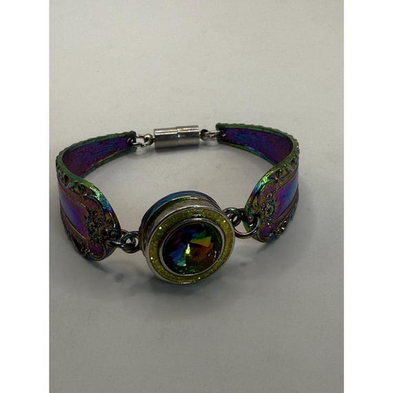 Iridescent Multicolor Statement Bracelet with Fac… - image 9