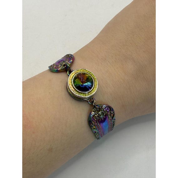 Iridescent Multicolor Statement Bracelet with Fac… - image 1