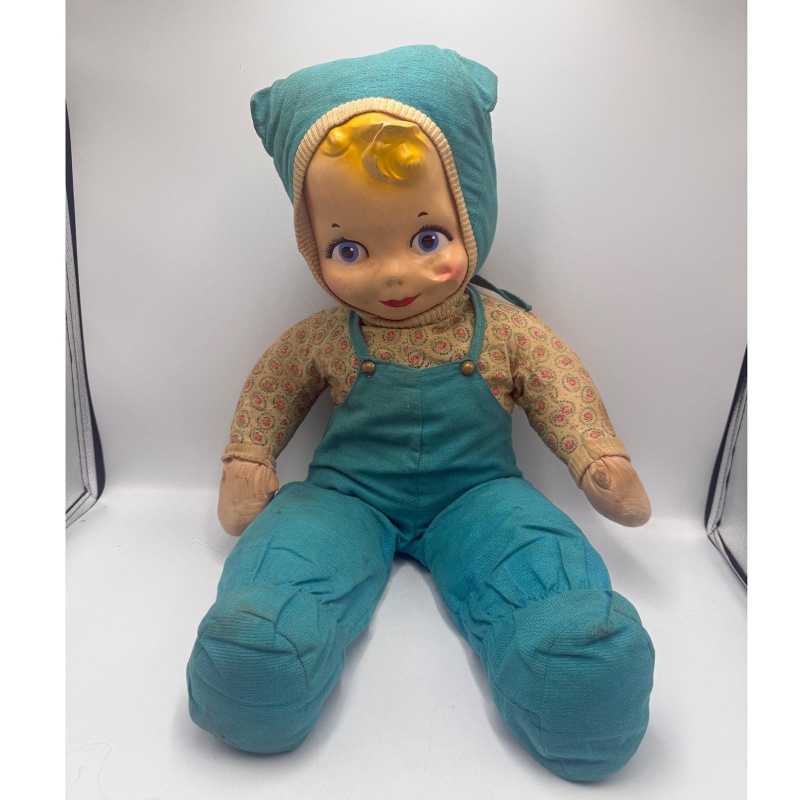 Vintage Rubber Face Doll Blue - Etsy